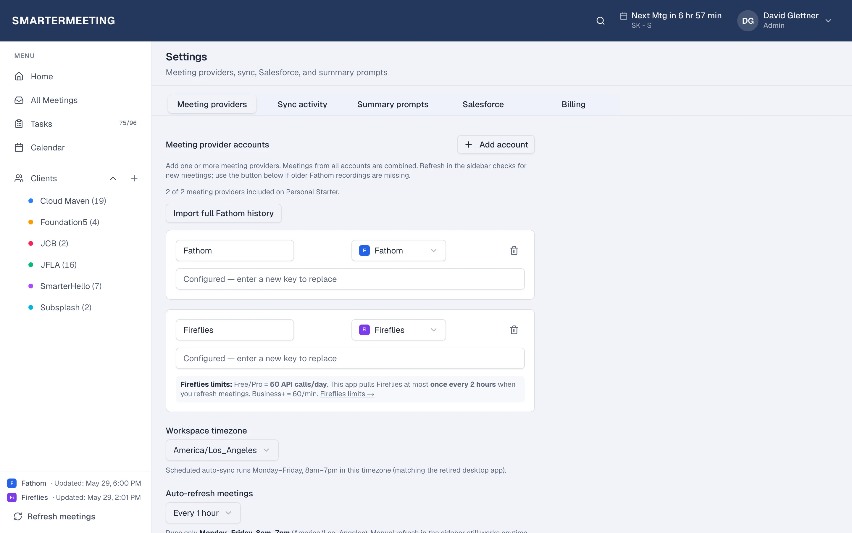 SmarterMeetings settings